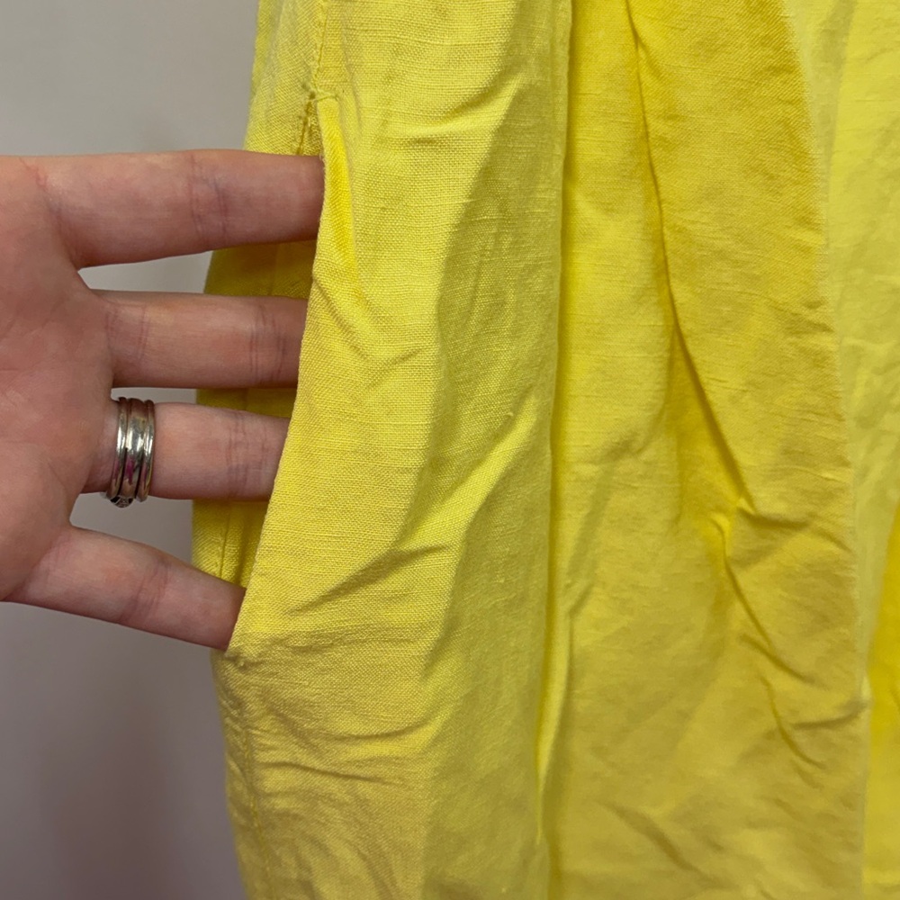 Tommy Bahama Linen-Blend Off-The-Shoulder Yellow Dress L - Picture 5 of 6
